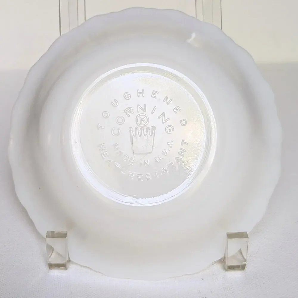 Vintage 1950s CorningWare Milk Glass Bowls – White Opalescent Swirl Princess